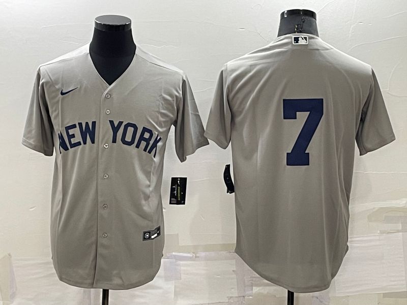 Men New York Yankees #7 No Name Grey Game 2022 Nike MLB Jersey